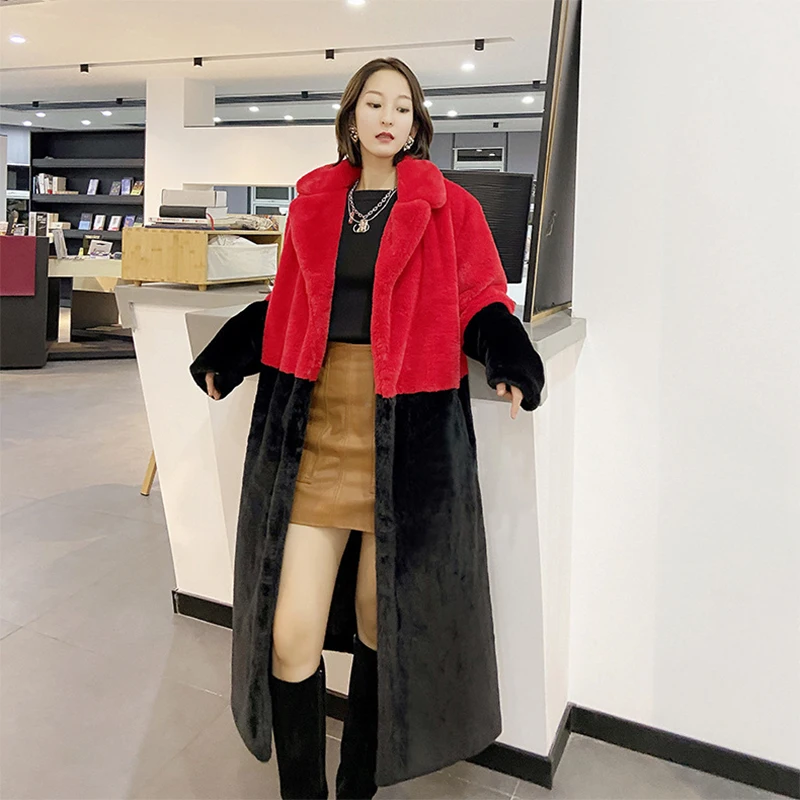 2023 Winter Women High Quality Mink Fur Coat Long Lapel Faux Fur Jacket Fluffy Luxury Artificial Fur Jacket Female Overcoat