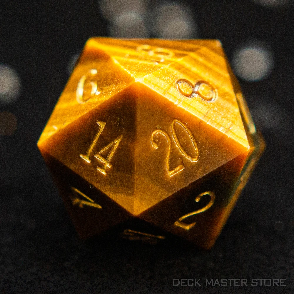 Yellow Tiger Eye Dice Polyhedral Gemstone Various Shapes Digital D20 DnD Dice for D&D TRPG Magic Tabletop Games Board Games Dice