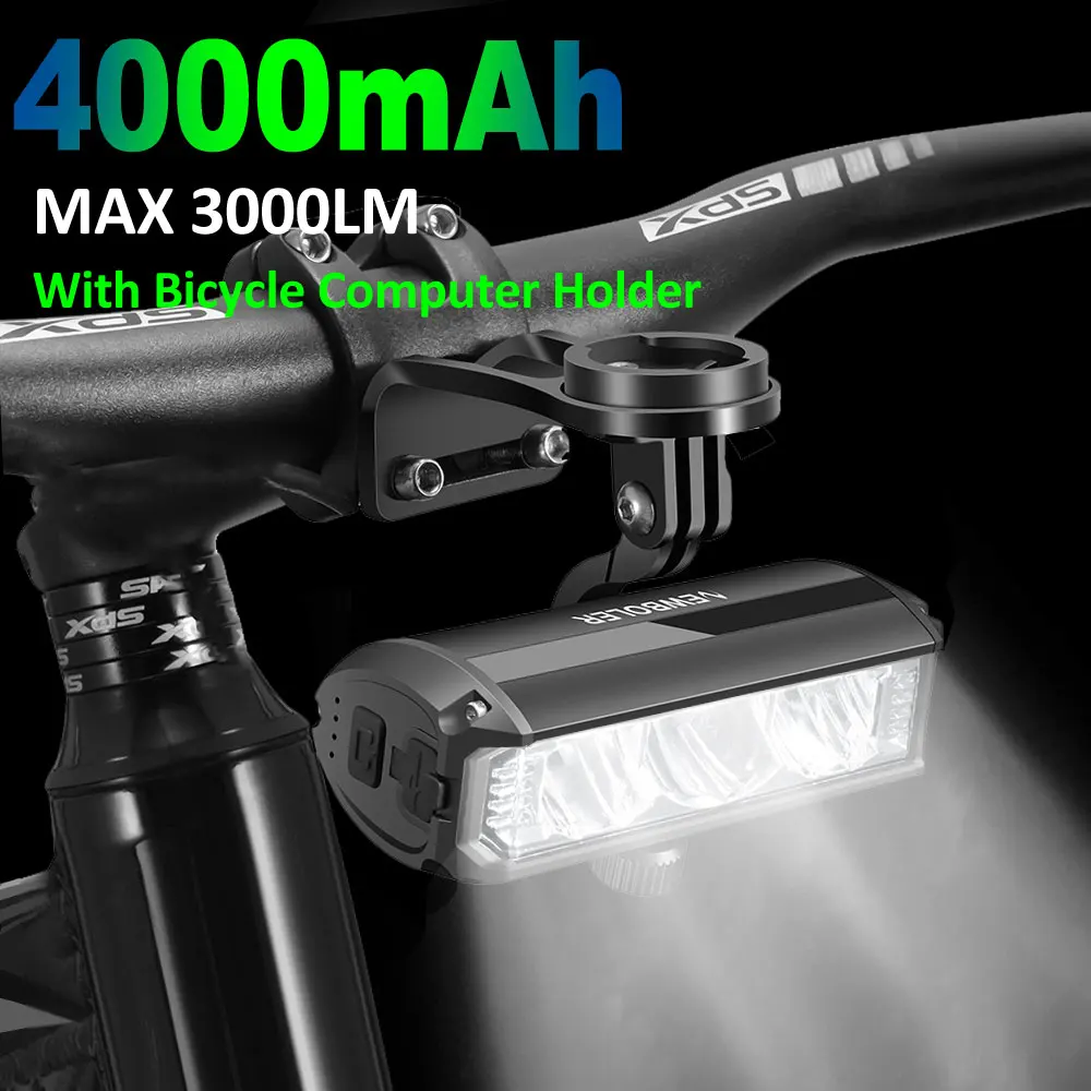 NEWBOLER LIG008 Bicycle Light Front 4000mAh Bike Light 3000Lumen Waterproof Flashlight USB Charging MTB Road Cycling Lamp Accessories
