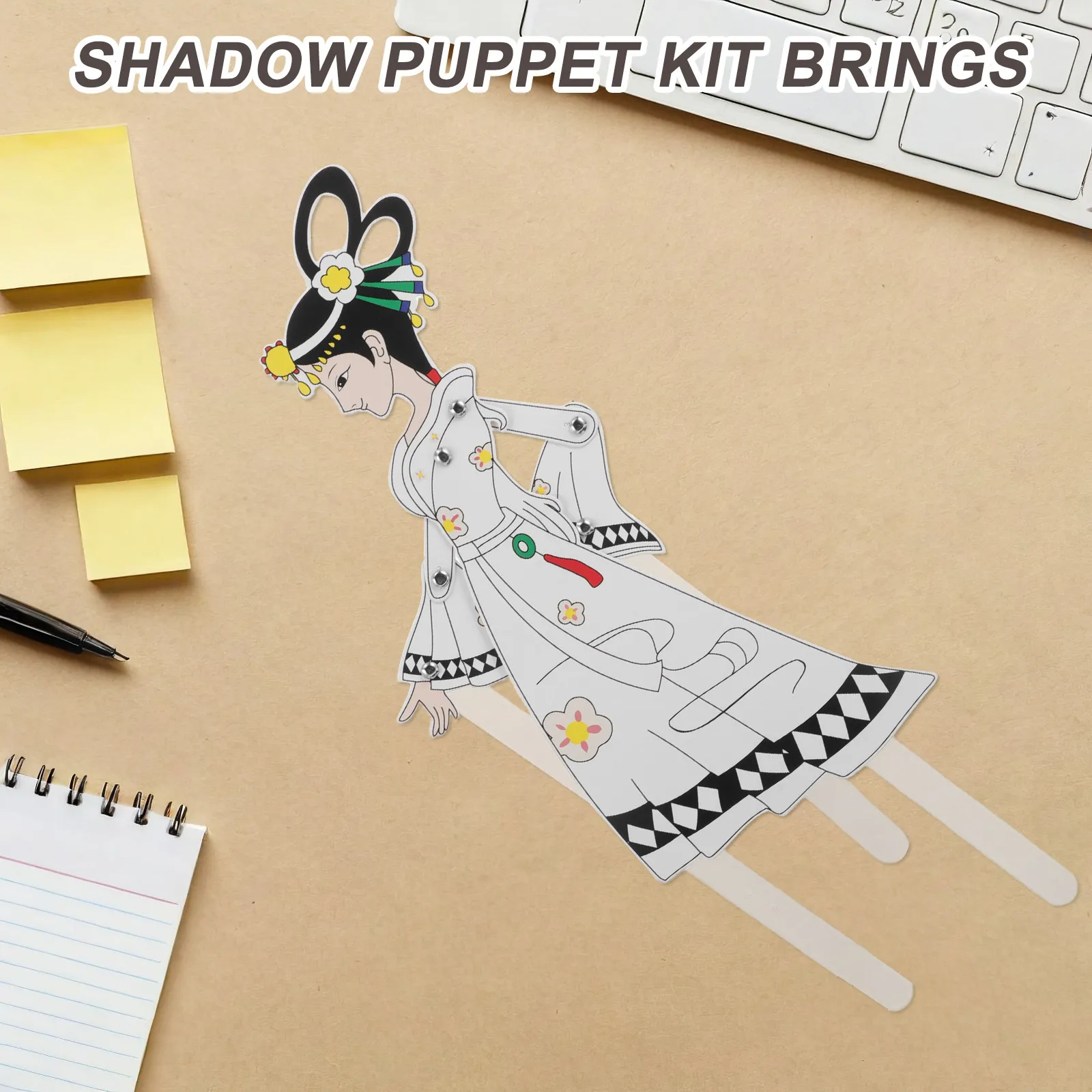 4Pcs 중국 그림자 인형 키트 전통 수제 캐릭터 그림자 그림 DIY 공예 예술 어린이를위한 창의력