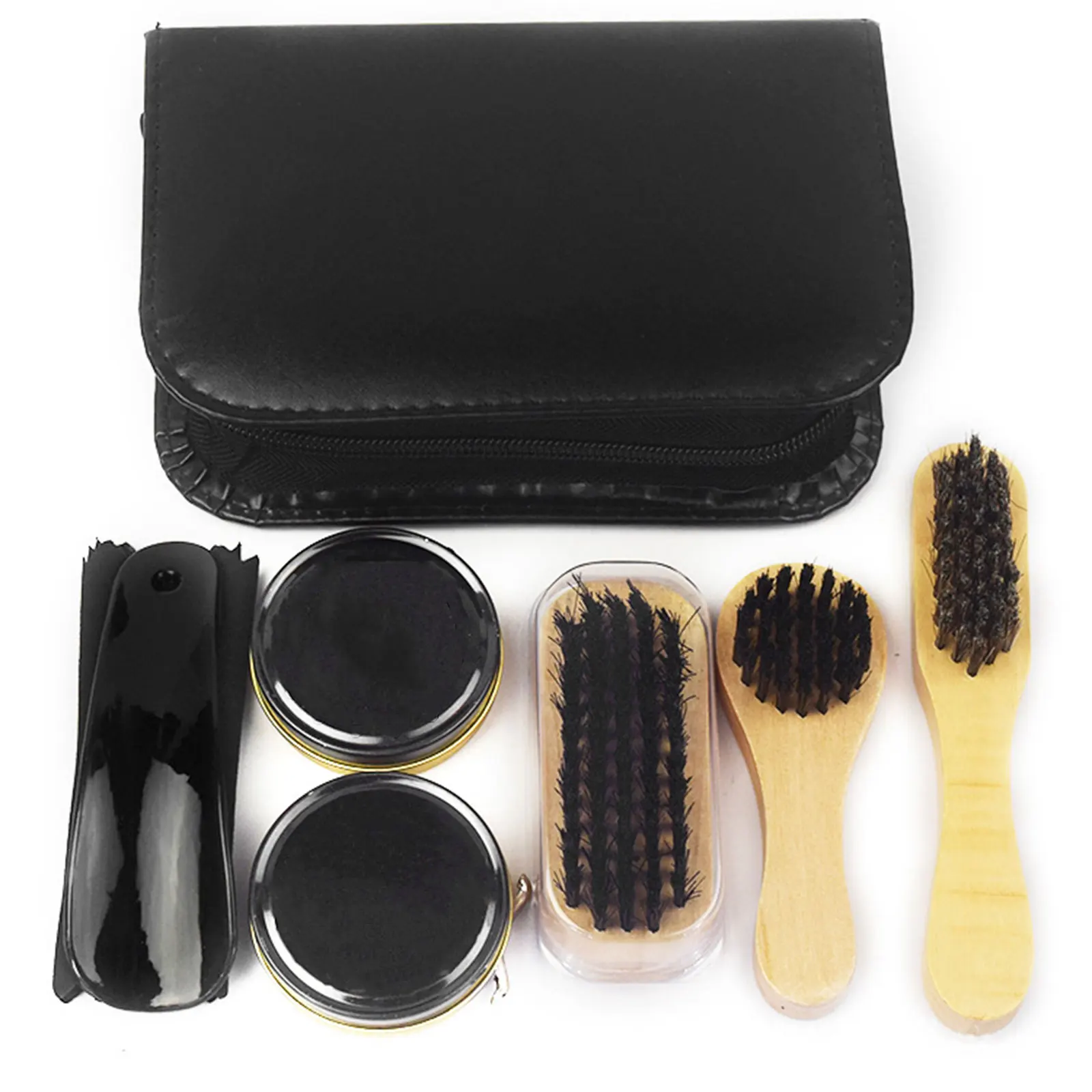 مجموعة العناية بالأحذية للسفر مع حقيبة أحذية جلدية...