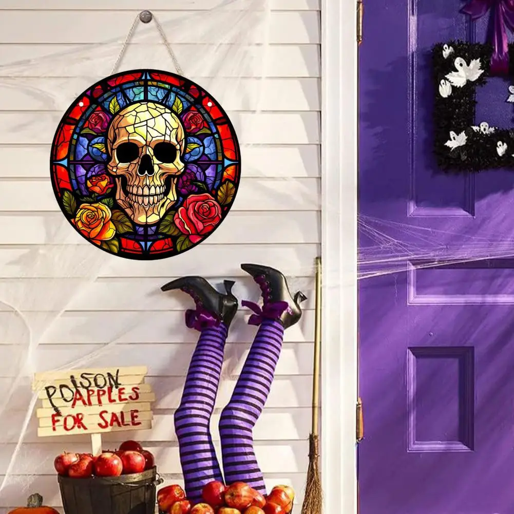 

Spooky Skull Hang Tag Halloween Door Hang Vibrant Colors Fun Decoration Wide Application Halloween Hang Tag