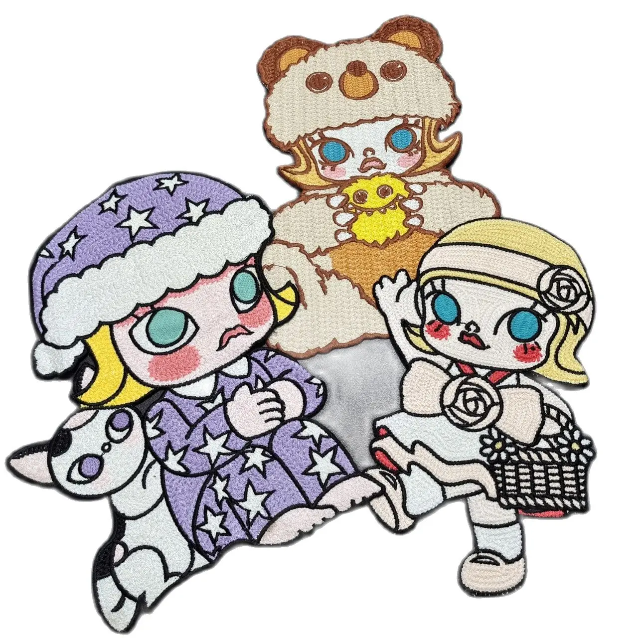 

Water Soluble Embroidery Process Sew-On Patch Parches Para La Ropa Fleur De Lis Embroidered Badge Cartoon Cute Girl Patches