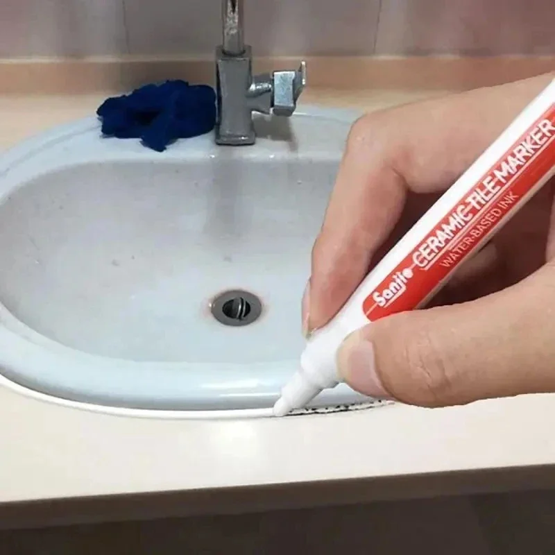 Tile Grout Marker Waterproof Ceramic Mold-Resistant Seam Pen for Kitchen & Bathroom Wall and Floor Repair