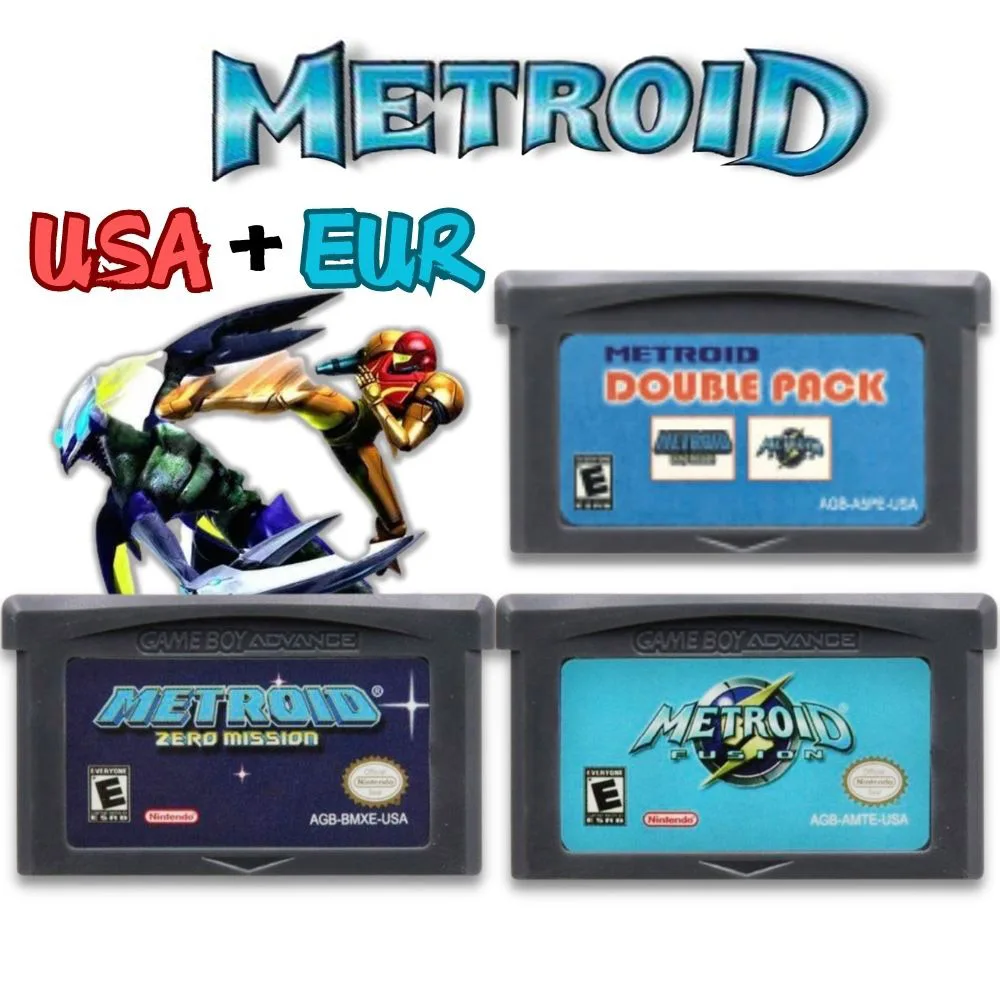 

Metroid Series GBA Game 32-bit Video Game Cartridge Console Card Fusion Zero Mission for GBA NDS USA Version EUR Version