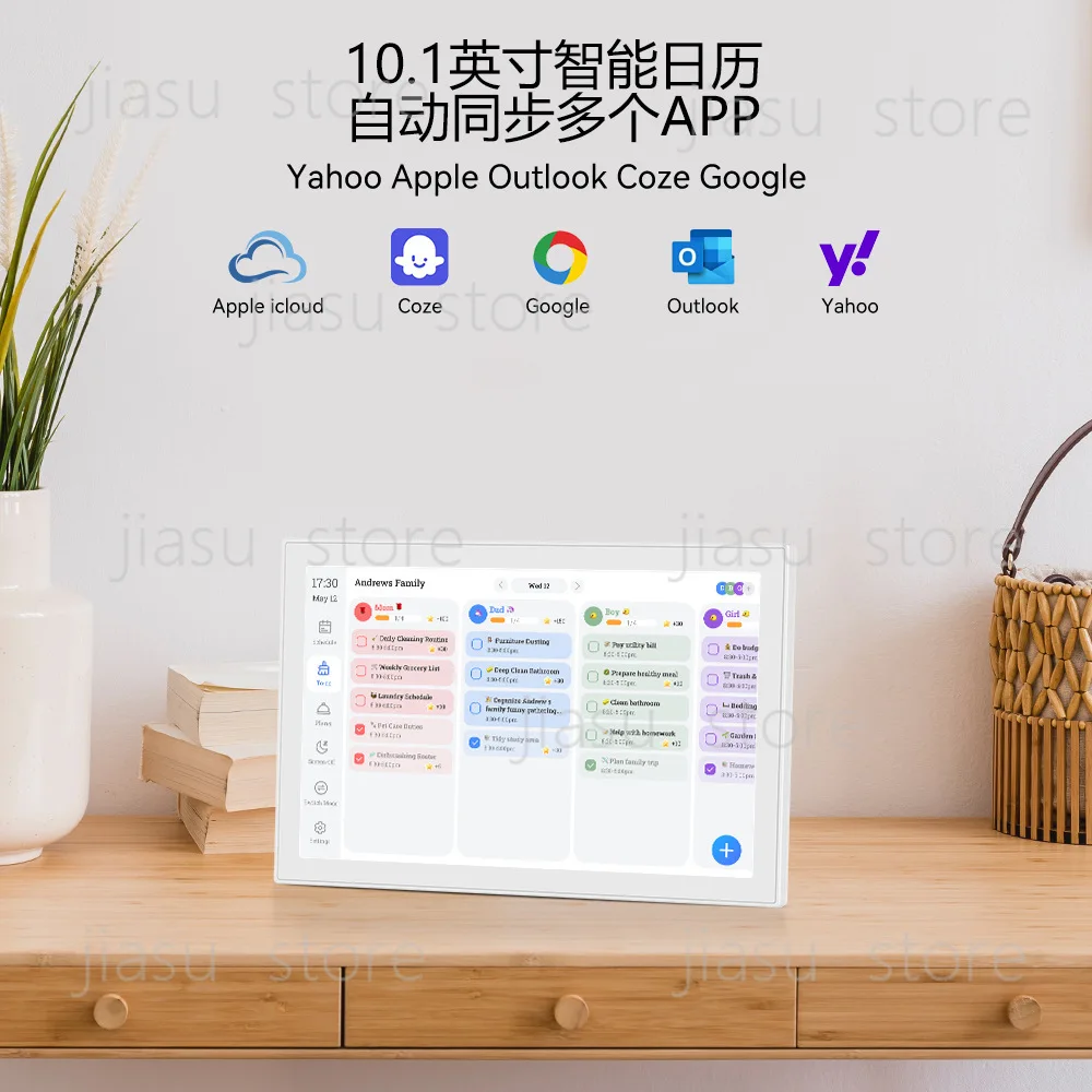 10인치 스마트 디지털 캘린더 클라우드 사진 프레임 - HD 터치스크린 WiFi 동기화, 가족 일정 관리용 Google/Outlook 지원