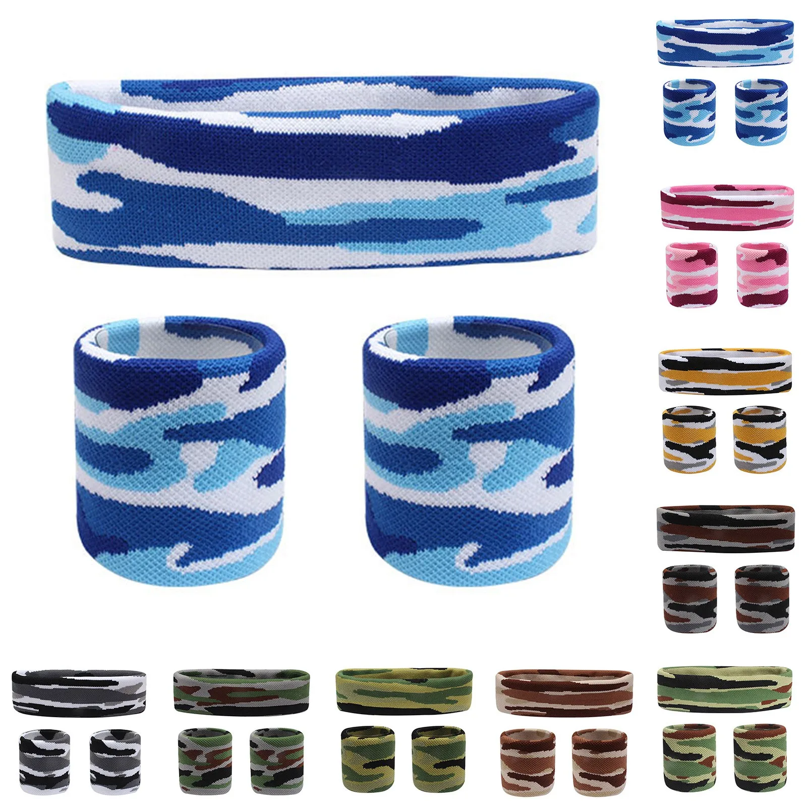 

Sweatband Set 1 Headband And 2 Wristbands For Sports & More