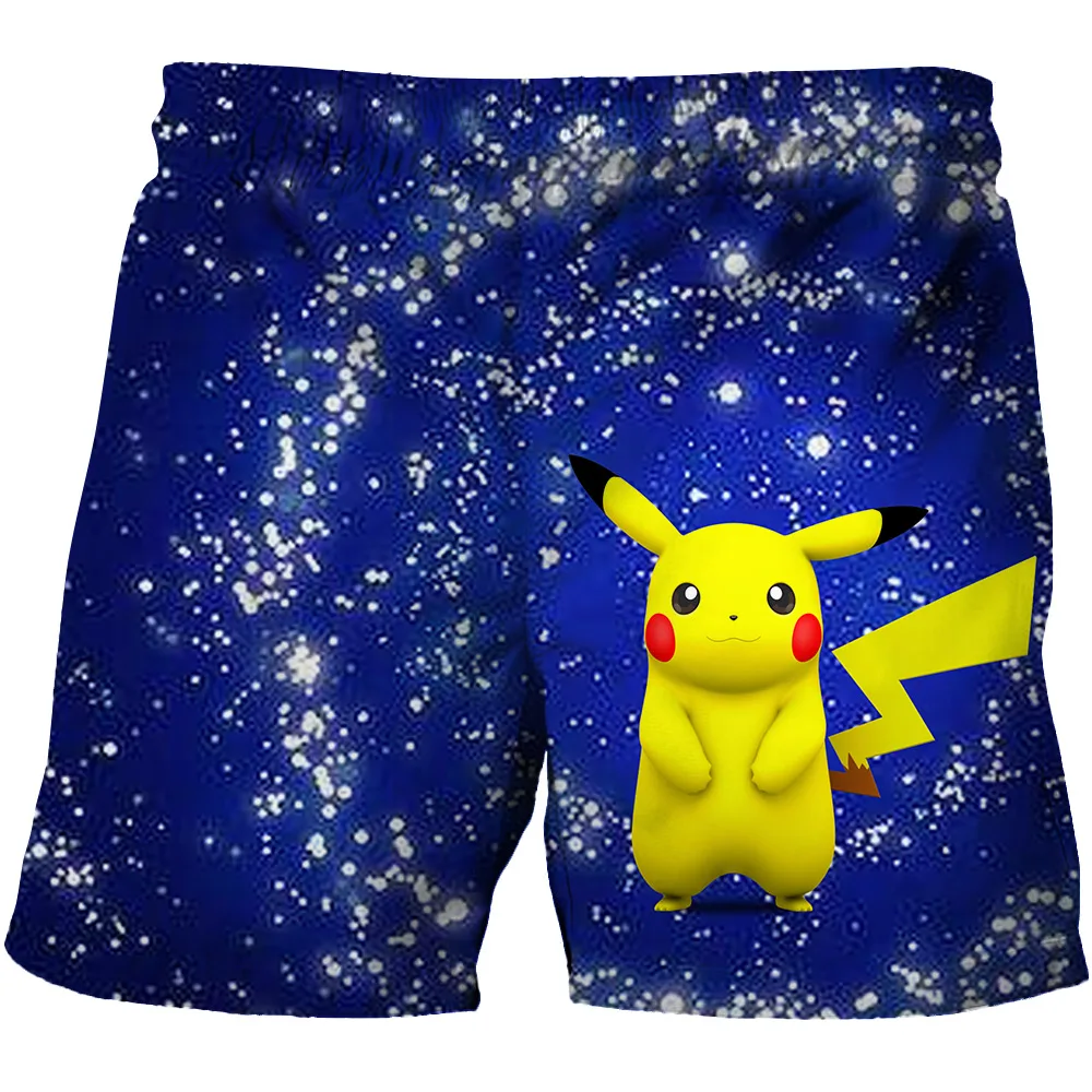 

Anime cartoon Pikachu children's shorts cute casual beach shorts for boys and girls comfortable summer sports clothing for kids