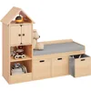 Kids Bookcase and Bookshelf with Reading Nook, Multifunctional Bookcase with 3 Open Storage Cubbies and 3 Drawers 5