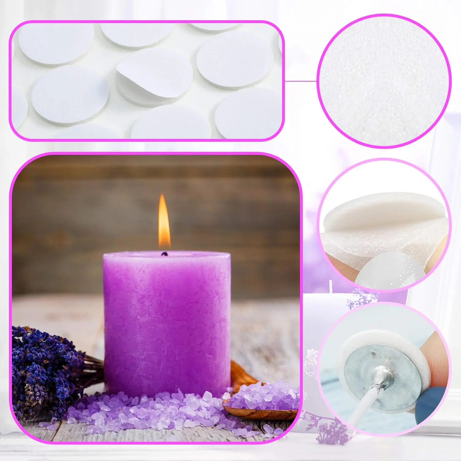 Candle Wick Stickers Candle Making Sticker Double-Sided Heat Resistance Stickers Hot Wax Wick DIY 50Pcs candle making stickers