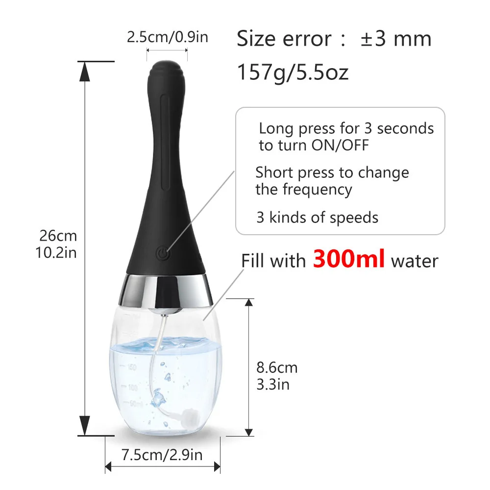 300ml Anal Douche Automatic Enema Douche Anti Backflow Anal Enema Cleaner for Men and Women Expander Sex Toys