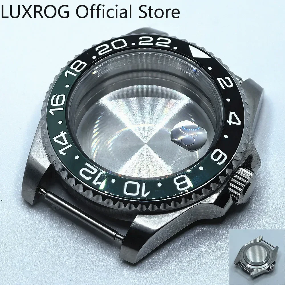 Stainless Steel 40MM Black Blue Ceramic Insert Watch Case