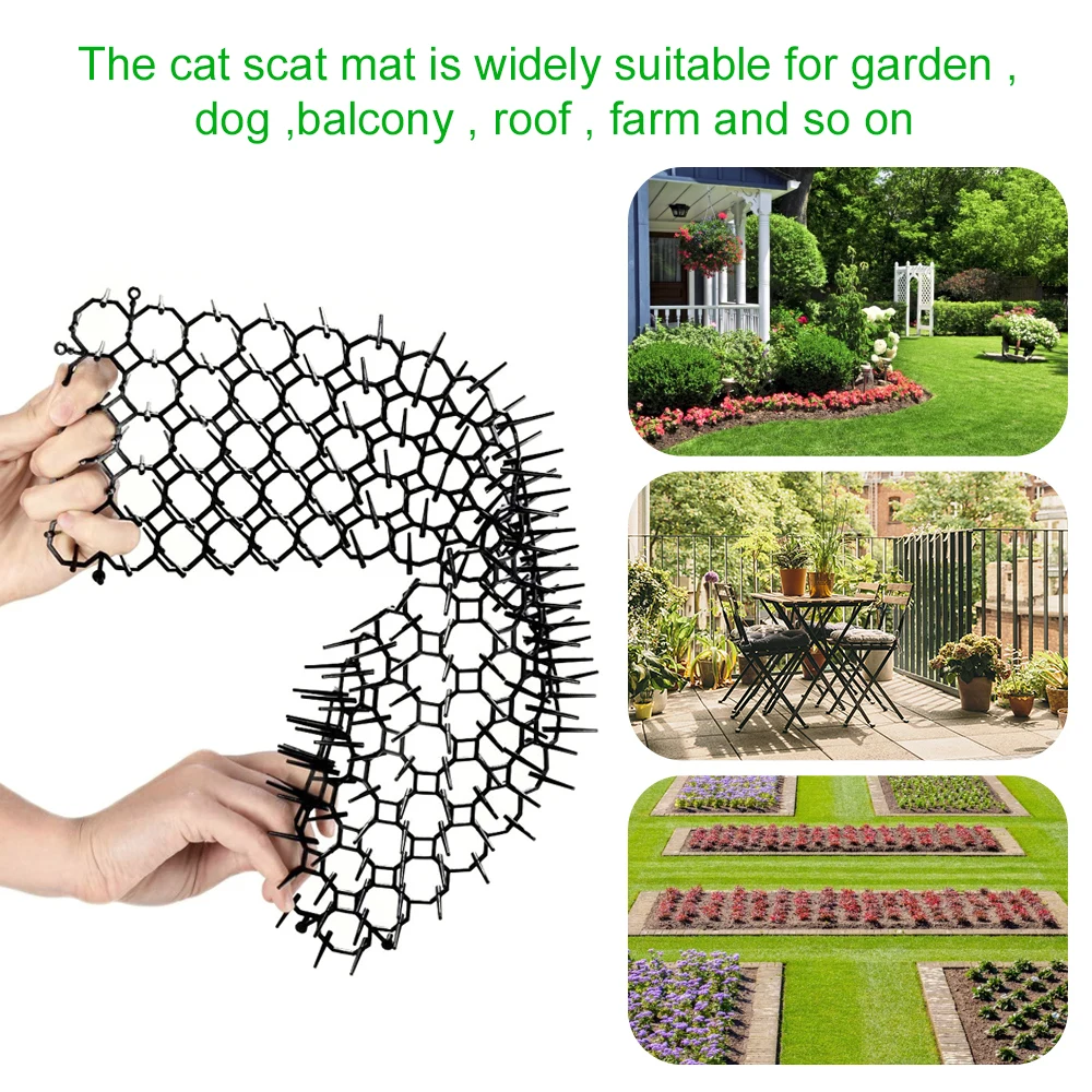 6/10 Pcs Garden Prickle Strip Dig Stop Cat Repellent Deterrent Mat Anti-cat Prickle Strips Keep Cat Away Digging Climbing Spike animal repellent