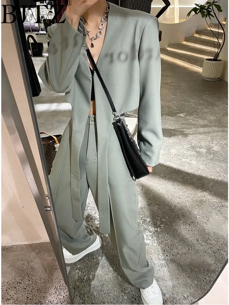 

BJTZ Fashion Designer Niche Top Jacket+loose Wide Leg Casual Pants For Women 2024 Spring Autumn New Casual Female Clothing HL350