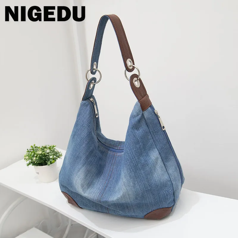 Denim Women Handbag Large Capacity Quality Ladies Big Totes Casual Tassels  Female Shoulder Bags Bolsa Commuting Shopping Bags - Tote Bags - AliExpress