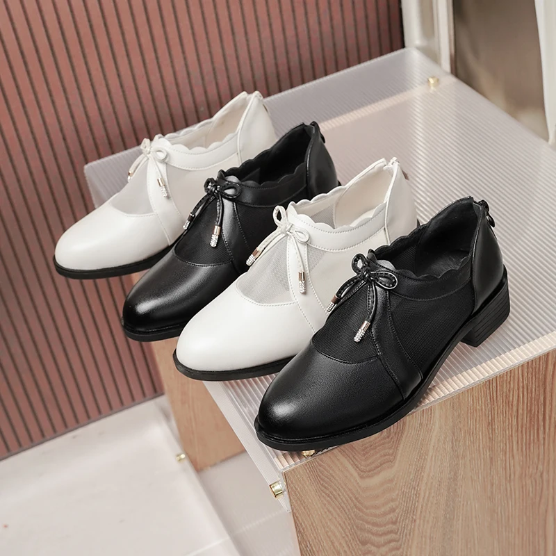 DIMANYU Female Sandals Genuine Leather 2024 New Medium Heel Women's Sandals Fashion Mesh Large Size Mom Shoes