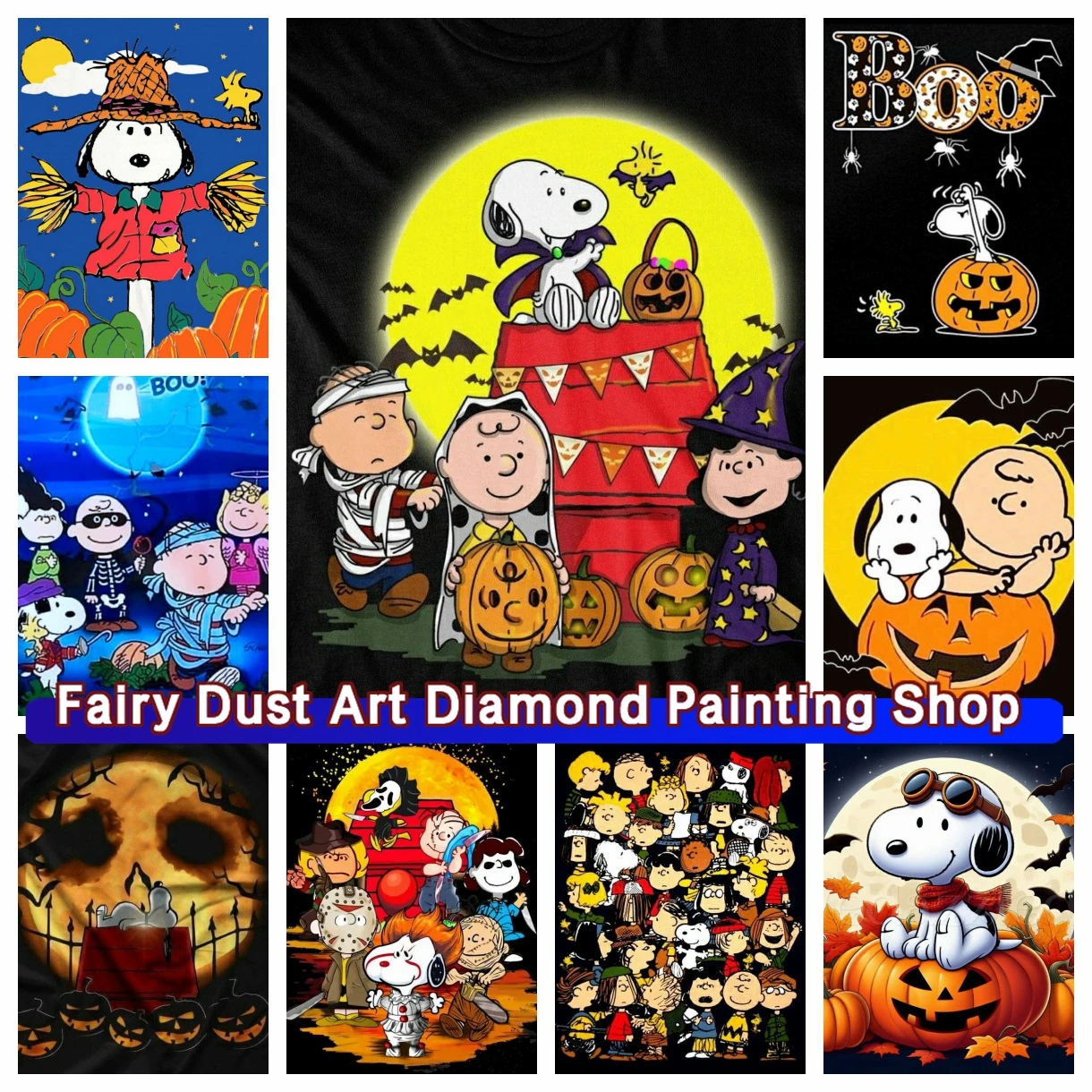 

Snoopy Scary Pumpkin Head Dream DIY Diamond Painting New Arrivals 5D Full Cross Stitch Kit Mosaic Embroidery Home Decor Gift