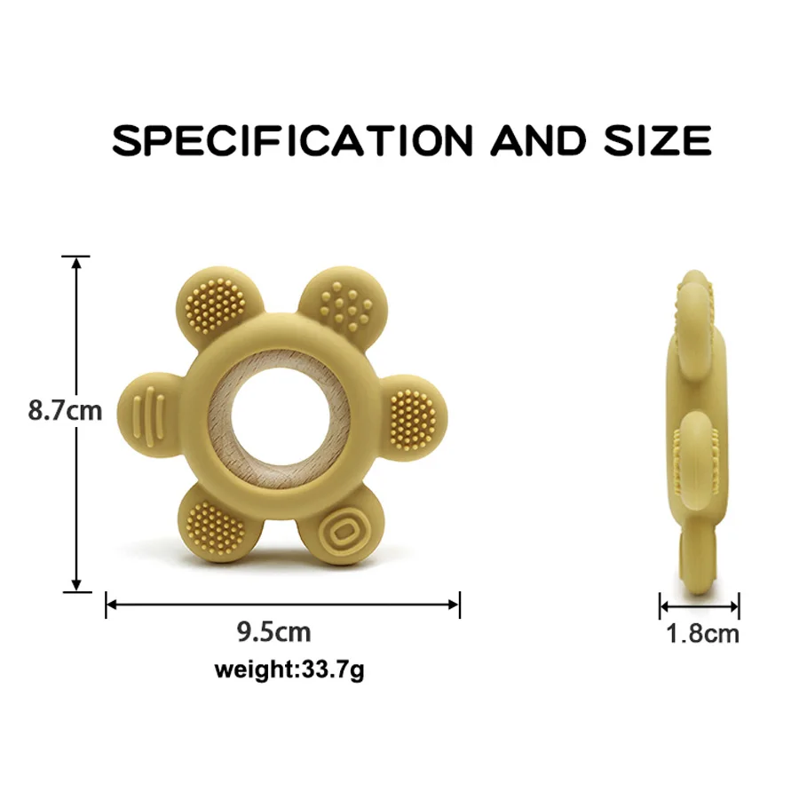 Teething Toys Silicone Teething Toys Baby Teething Toys Silicone Teether Color Kids 1PC Silicone Teether Toy newborn Rudder Shape Wooden Teether Ring Baby Toys BPA Free Molar Stick Baby Accessories