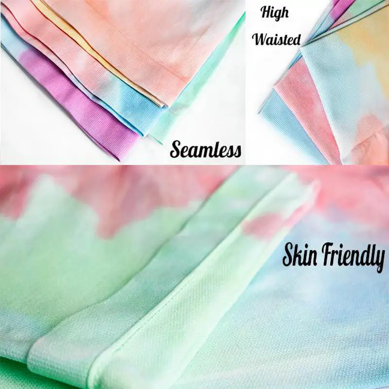 Tie Dye High Waisted Seamless Sport Shorts Fitness Outfit Yoga Leggings Workout Women Scrunch Butt Booty GYM Running Shorts