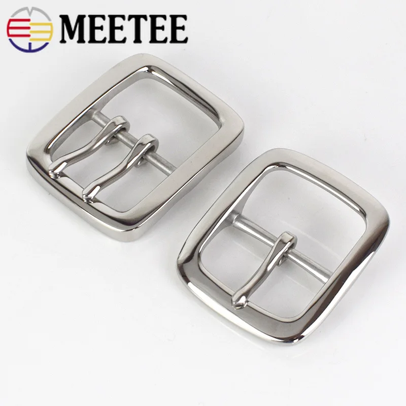 

Meetee 1pc 40mm Stainless Steel Single Double Pin Buckles Men's Belt Buckle Head DIY High Quality Hardware Leather Accessories