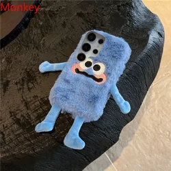 Winter - Ready 3D Cute Plush Doll Phone Case - Funny & Fluffy Design - A04 4G (Blue)