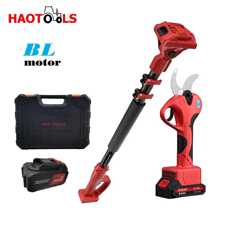 HAOTOOLS 21V 40mm lithium battery high-altitude tree pruning electric pruning shears telescopic pole gardening tools