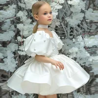 Robe de princesse à manches bouffantes pour filles, jupe complète en tulle, robe de demoiselle d'honneur et de fête d'anniversaire pour recitalies, mariages et Occasions spéciales 2