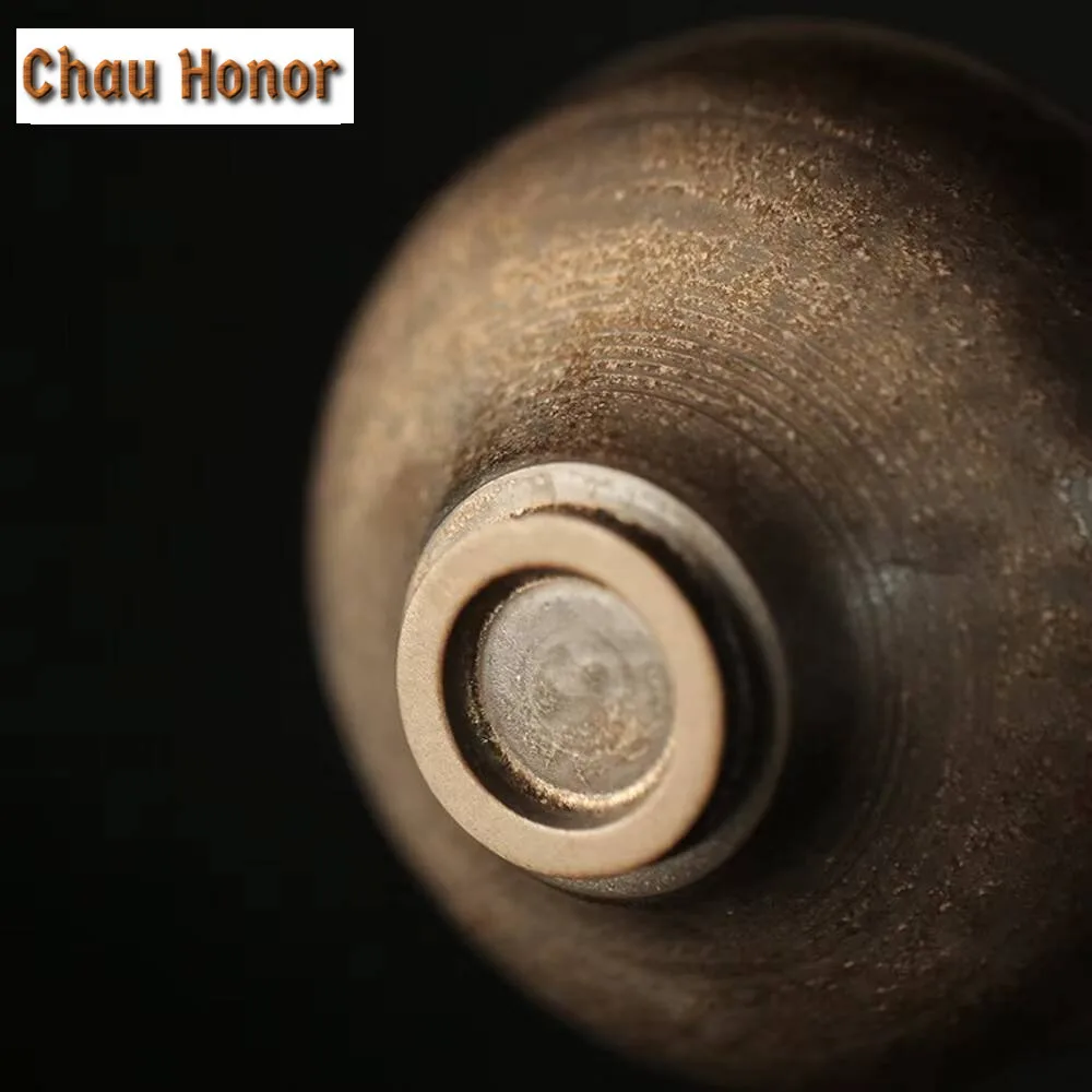 Chinese Handmade Thin Tire Iron Glazed Tea Cups Japanese Coarse Pottery High Foot Master Cup Personal Master Cup Puer Tea Bowl