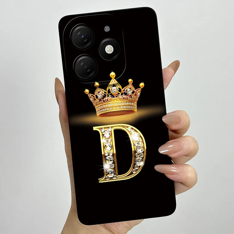 Crown Letter Silicone Soft Phone Case with Camera Protection and Back Cover Bumper