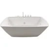 Whirlpool Bathtub with Hydraulic Massage Vortex Jet and Adjustable Bubble Injection System, Handheld Shower, Center Drainage 2