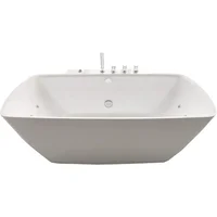 Whirlpool Bathtub with Hydraulic Massage Vortex Jet and Adjustable Bubble Injection System, Handheld Shower, Center Drainage 2