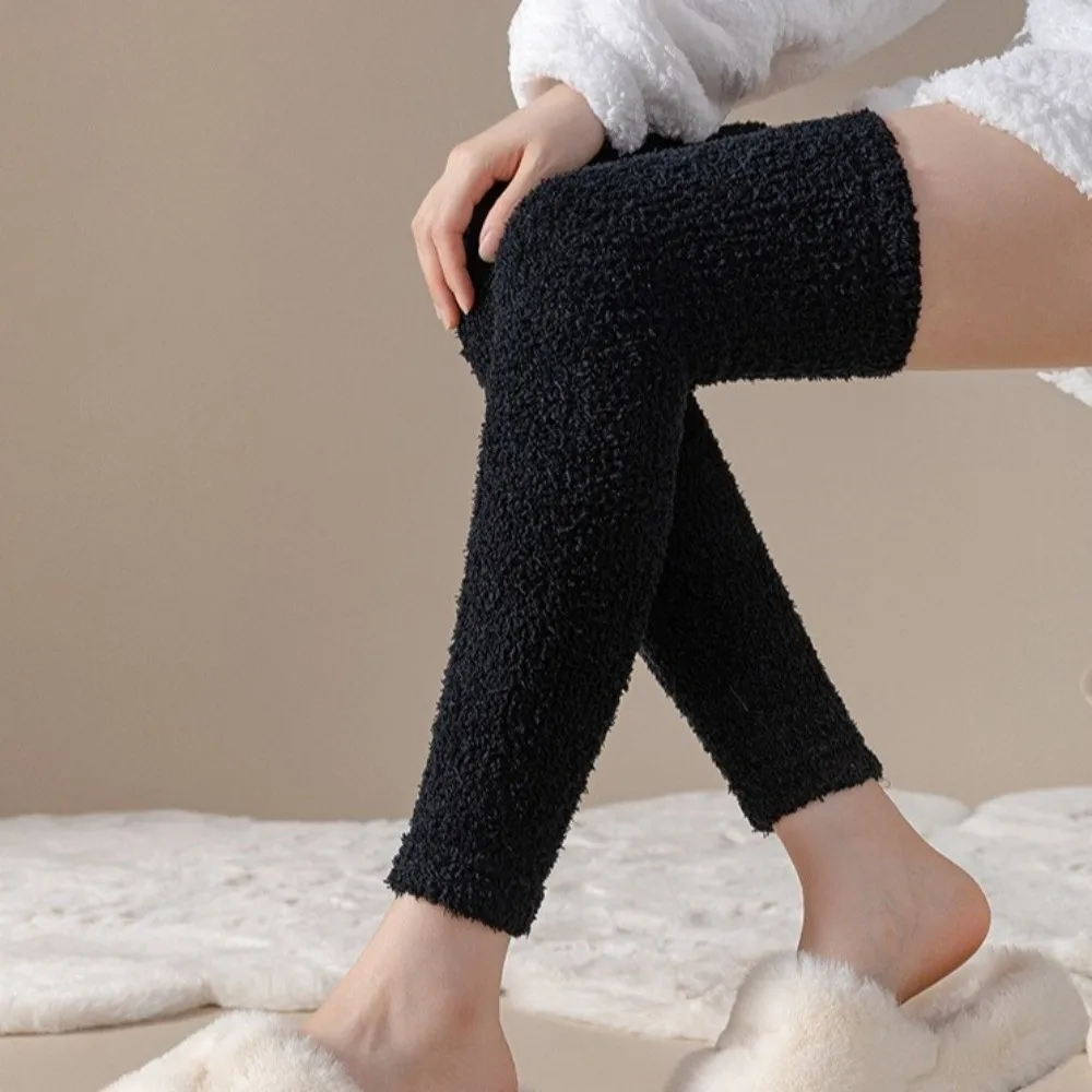 Autumn Winter Long Tube Socks Thick Over Knee Coral Fleece Leg Cover Comfortable Warm Knee Sleeves Leg Pads Knee Protector