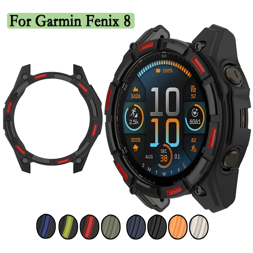 Colorful TPU Watch Cover Decoration for Garmin Fenix 8 - Hollow Design