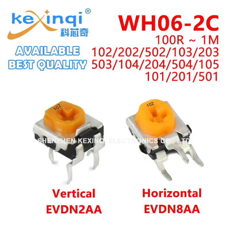 20pcs WH06-2C Adjustable Resistance Potentiometer Horizontal type Vertical EVDN8AA  EVDN2AA B103 1K 10K~50K Variable Resistor