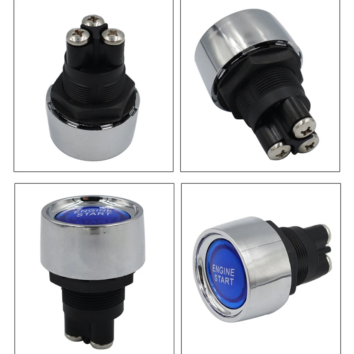 Car Start Button 50A Multi-Functional Start Push Button Switch Vehicle Car Engine Start Button Ignition Switch DC 12V 24V Momentary