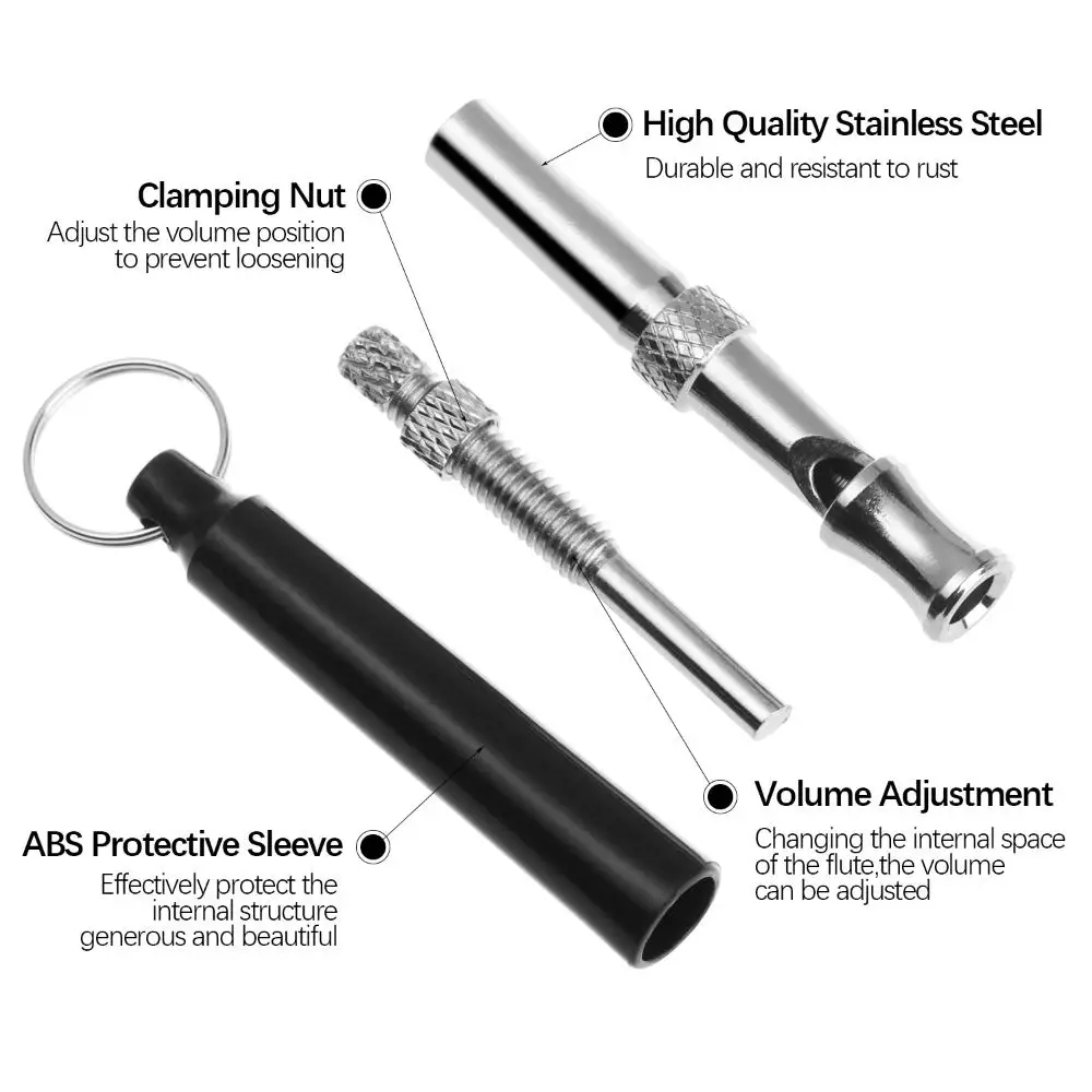Dog Whistle, Dog Clicker, Silent Ultrasonic Adjustable Pitch with Lanyard and Clicker