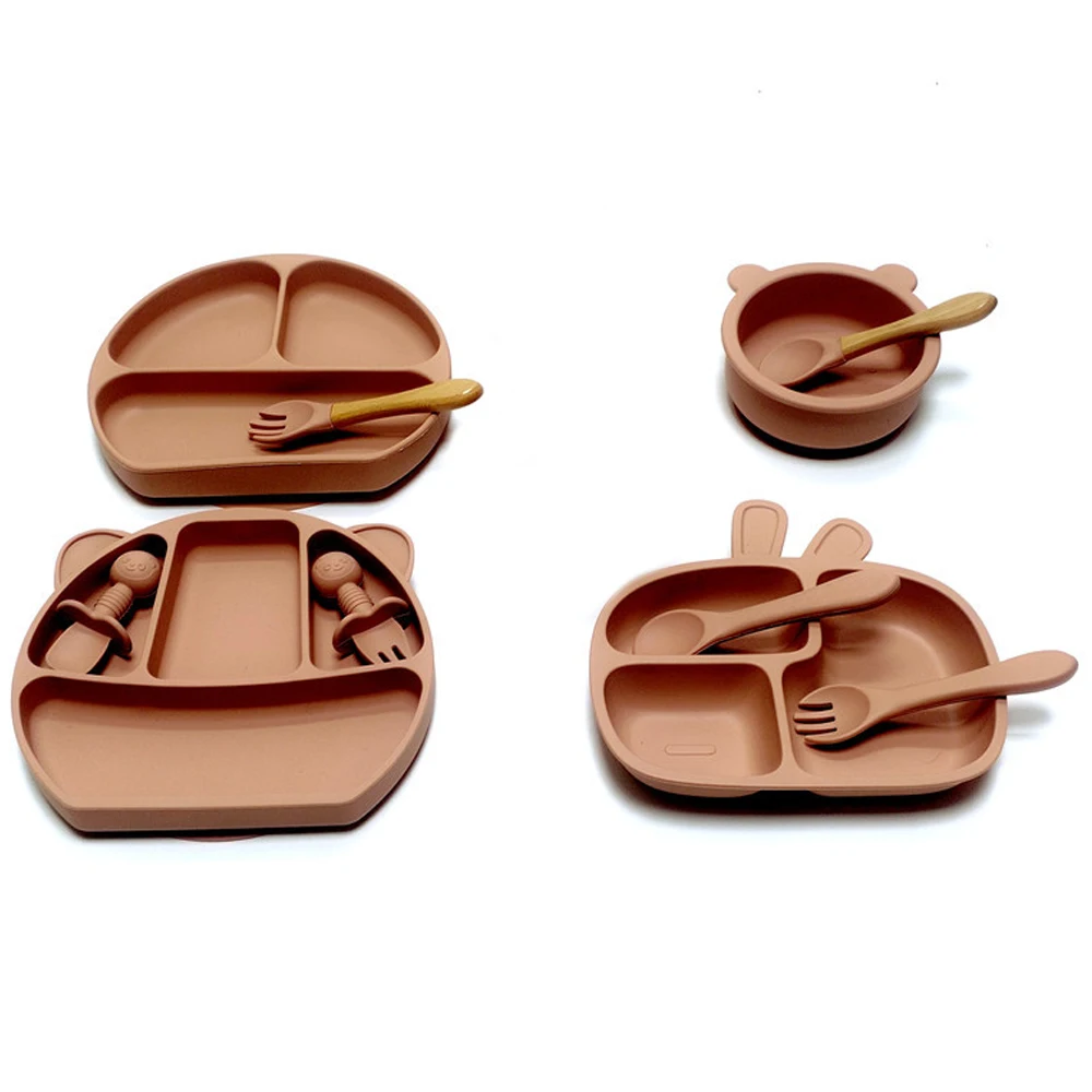 10pcs Baby spoon silicone bowl children's tableware eating special set Children's Bowls for Men and Women