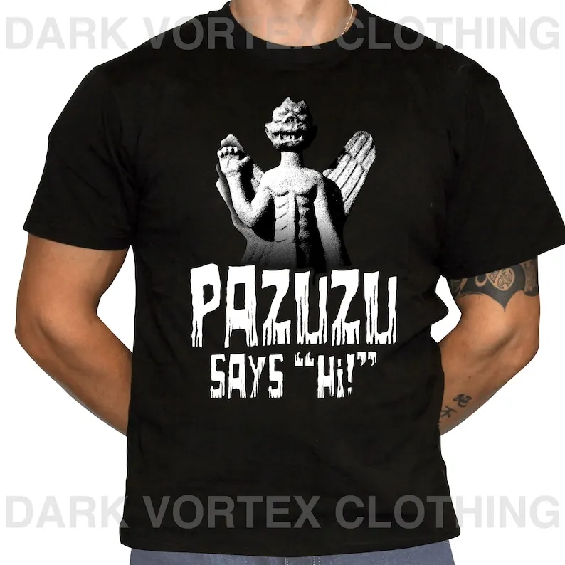 

Pazuzu Says "Hi!" - Occult Humor T-Shirt - Exorcist Humor T-Shirt - 100% Preshrunk Cotton T-Shirt