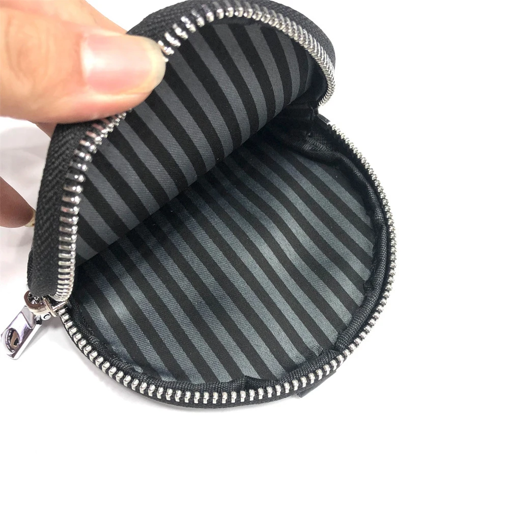 Black Deep Cut Croco Oval Shape With Metallic Zipper Coin Purse By Bru