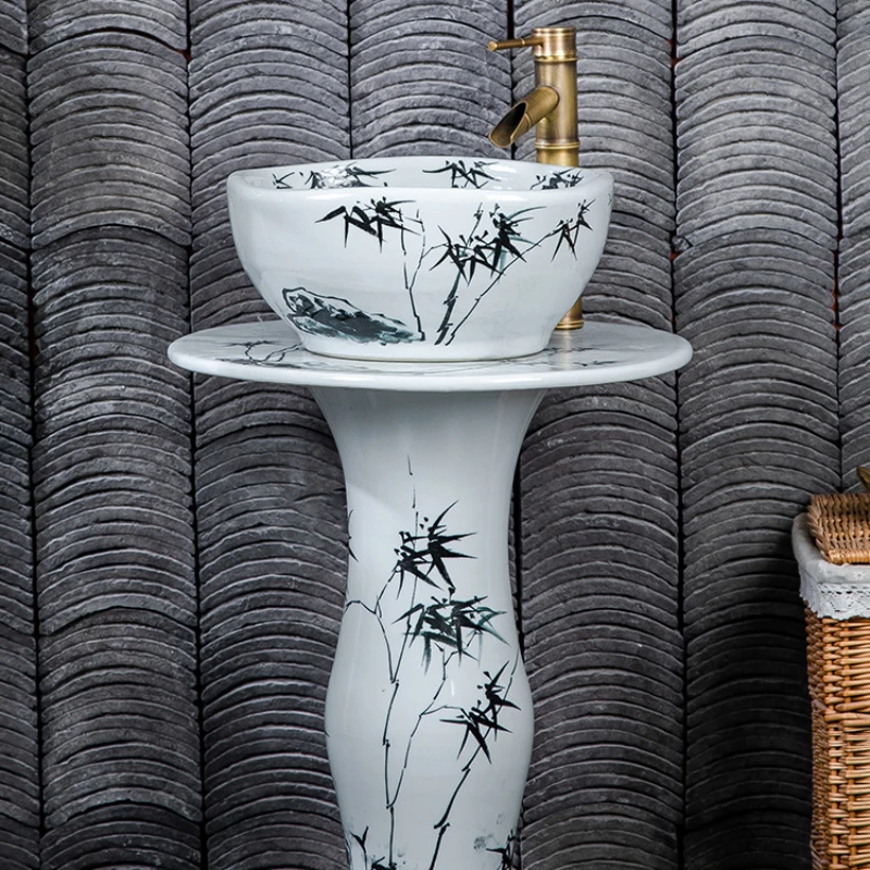 Outdoor washbasin, pool, courtyard and bathroom integrated floor-standing washbasin, vertical basin, column basin and column