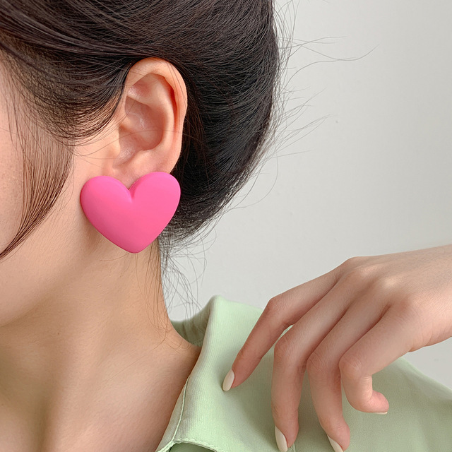 Pop Candy Color Acrylic Love  Earrings Simple Geometric Heart Earrings All-match Fashion Party Color Jewelry Earrings