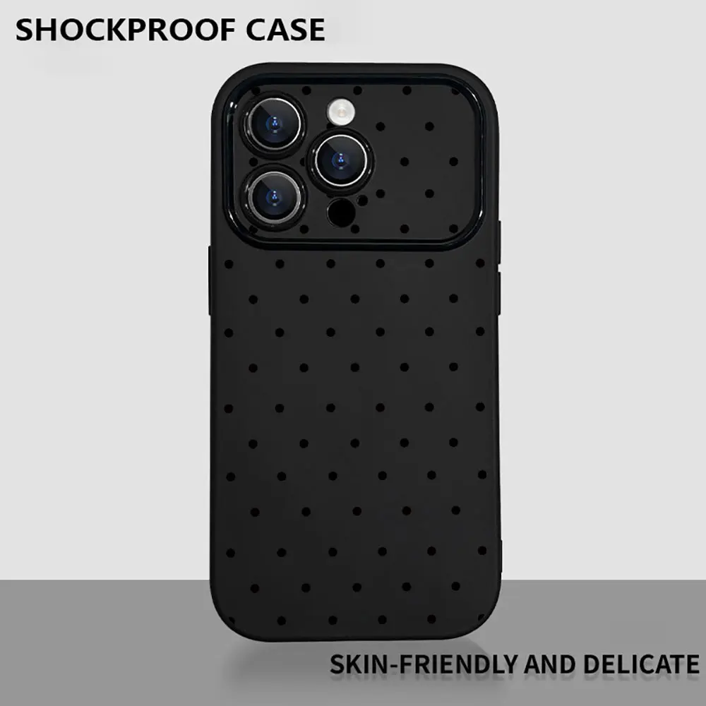 Elegant Polka Dot Black Silicone Phone Case with Soft TPU Bumper Armor Cover