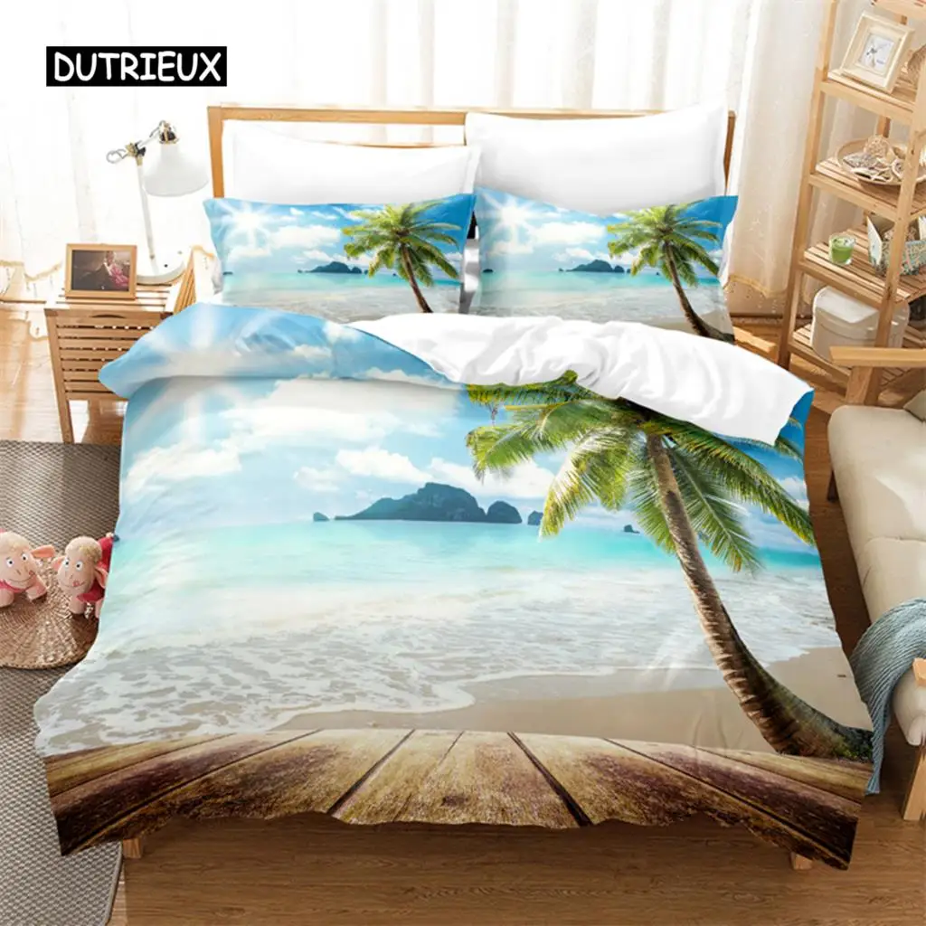 

Seaside Beach Bedding Set Duvet Cover Set 3d Bedding Digital Printing Bed Linen Queen Size Bedding Set Fashion Design