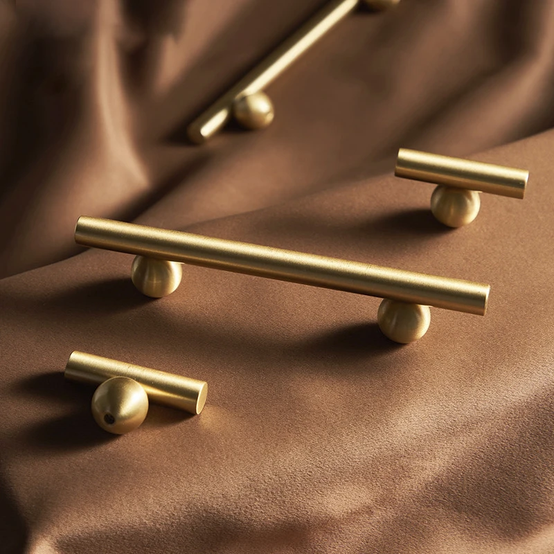 Luxurious Solid Brass Furniture Handles Drawer Pulls T Bar