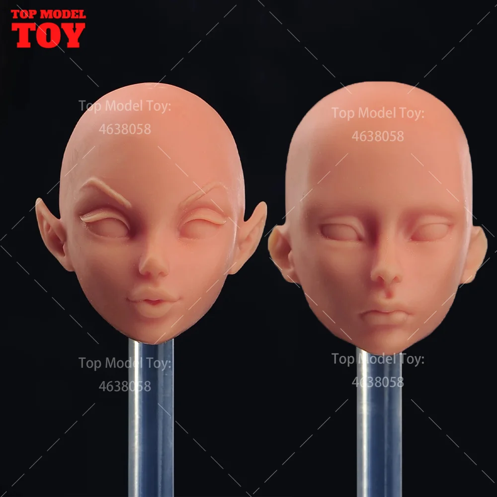 Two Headed Model 1/6 1/12 1/18 Luna Unpainted Head SculptElf Beauty Girl Carving Model ...