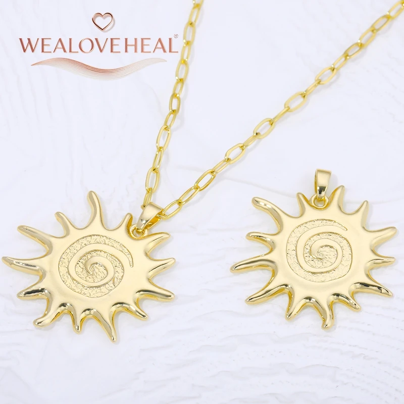 Modische Spiral-Vortex-Sonnenanhänger, 18K Vergoldetes Messing mit Zirkon-Einlage, Sonnen-Charm für DIY-Halsketten und Schmuckherstellung – Detail 28