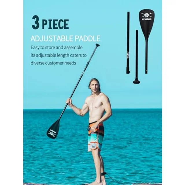Inflatable Stand Up Paddle Board for lakes and rivers PVC material blue-gray ultra-stable extra-wide design for adults and kids