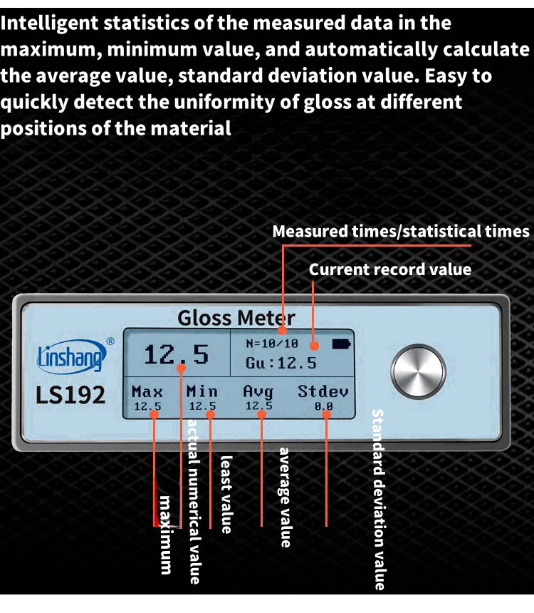 LS192 precision gloss tester Printing paint paper ceramic surface gloss meter Paint marble stone precision gloss testangle 60°, 4