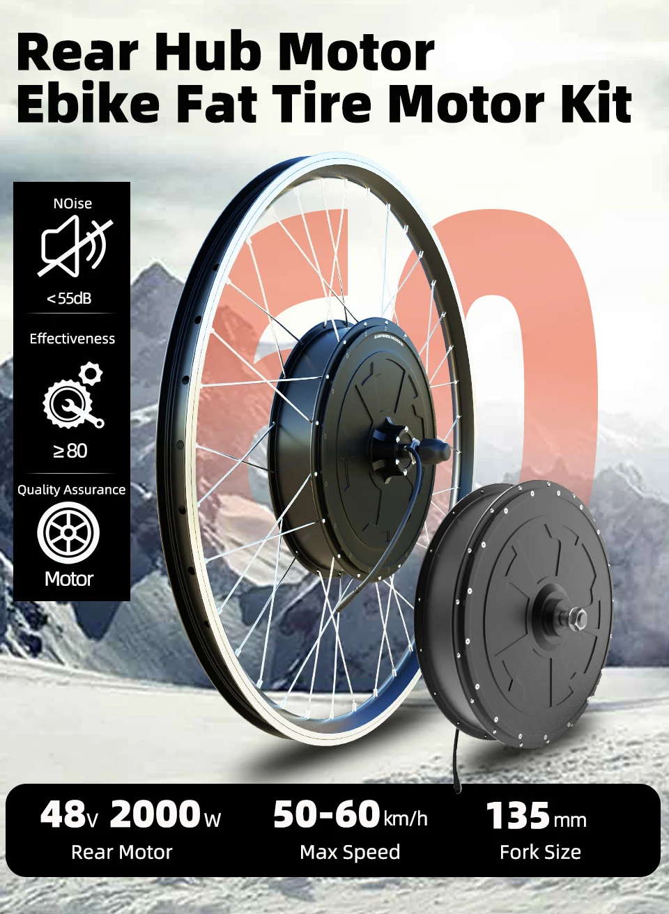 48V 1500W 2000W 3000W 전기 자전거 개조 키트 (브러시리스 기어리스 모터 포함) 26인치/27.5인치/700C 휠 사이즈 키트 (LCD 디스플레이 포함)