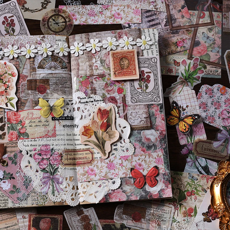 Vintage DIY material decorative stickers Scrapbooking Material handmade Diary Album Junk Journal Supplies 100 pcs